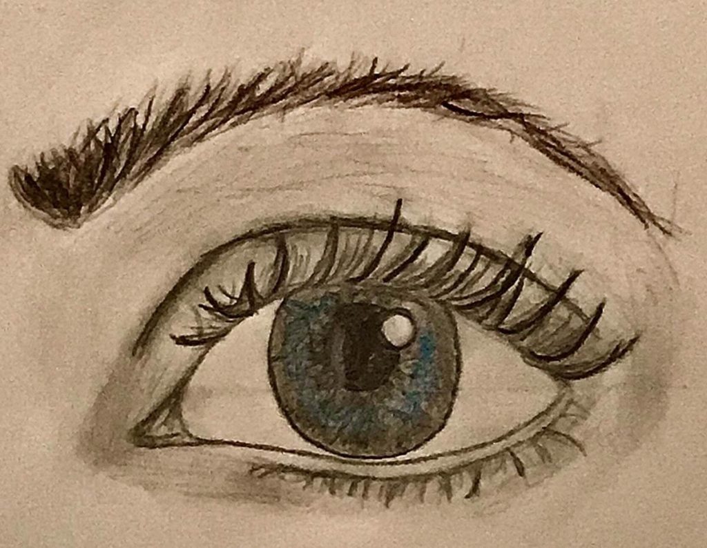 A close-up drawing of an eye.