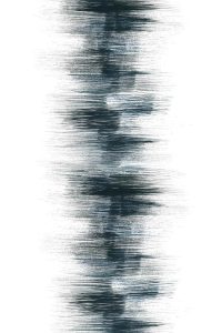 Watercolor painting of brushstrokes in different shades of black forming one column against a white background