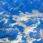 Photograph of snowy mountains taken from above