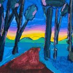 Sunset in the Shadowy Woods